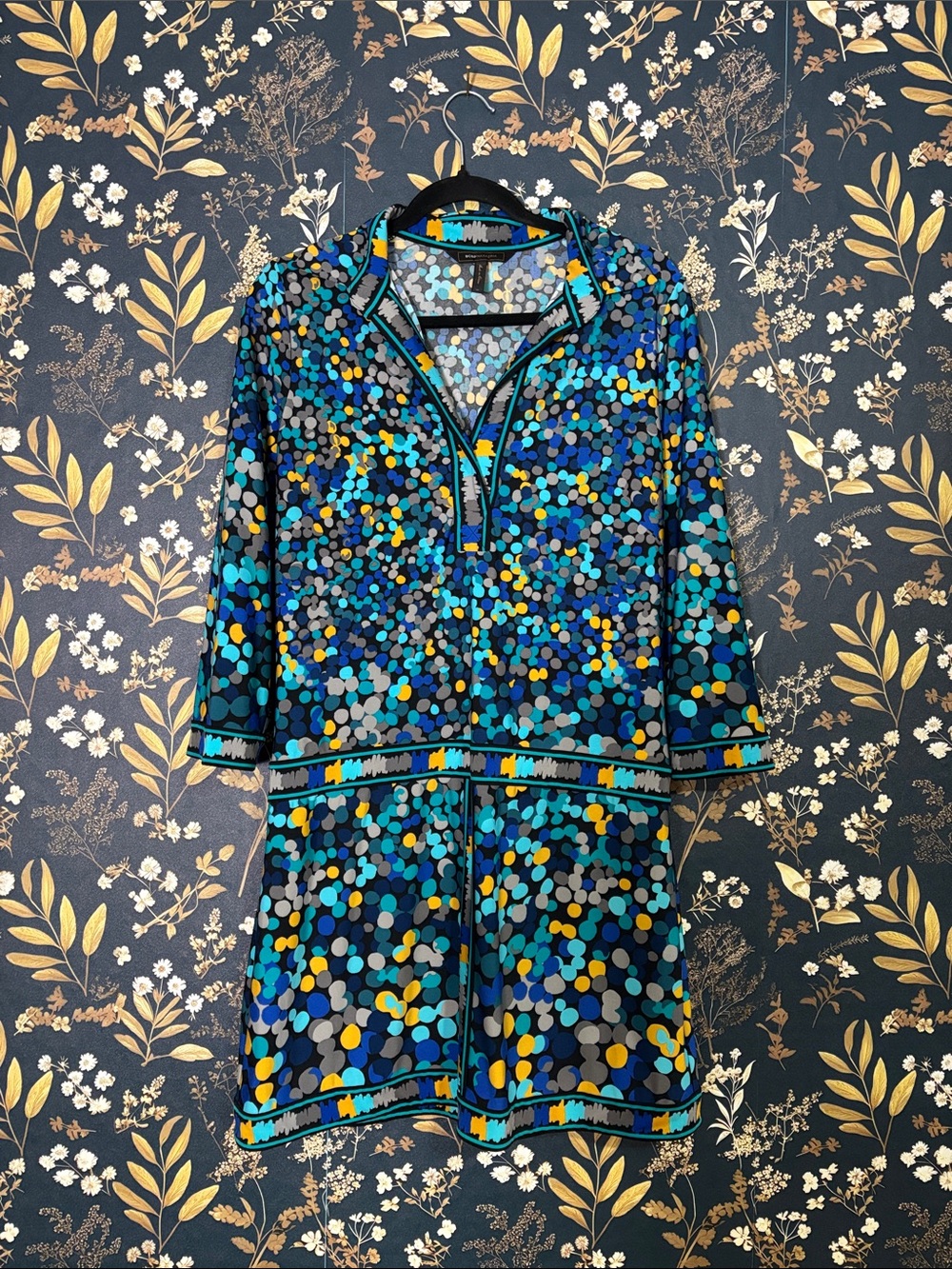 BCBGMaxAzria Shift Multicolor Polka Dot Blouse Work Size M